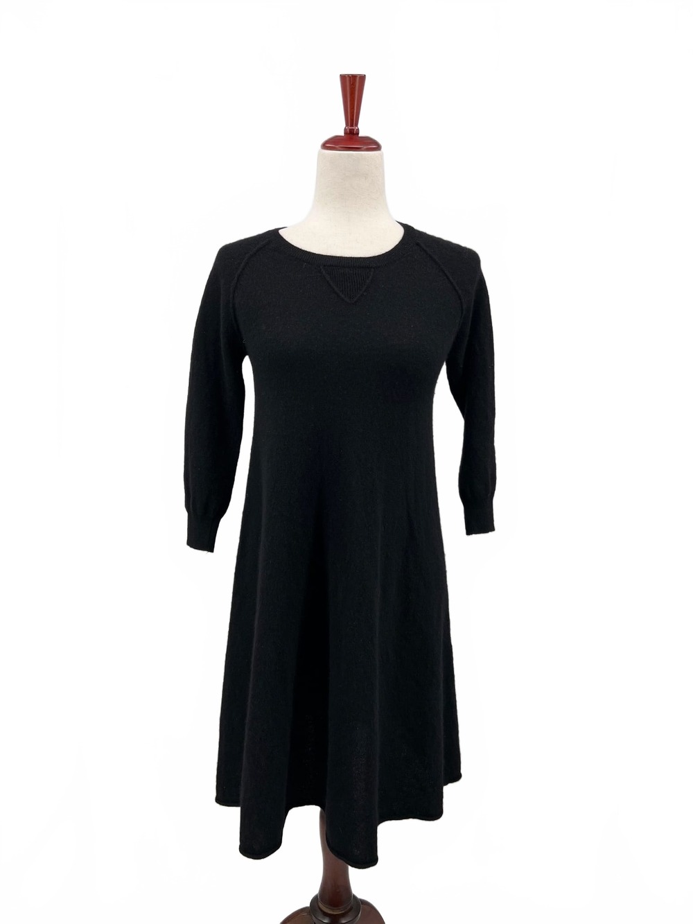 Autumn Cashmere Black Cashmere Long Sleeve Fit & Flare Dress | S, Knee Length